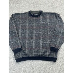 Knights Sportswear Pullover Sweater Men's Size Medium Black Tan Whales Check
